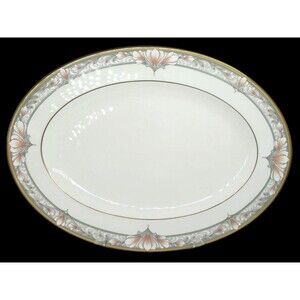 Noritake Barrymore Bone China 14" Platter And 8" Relish Tray